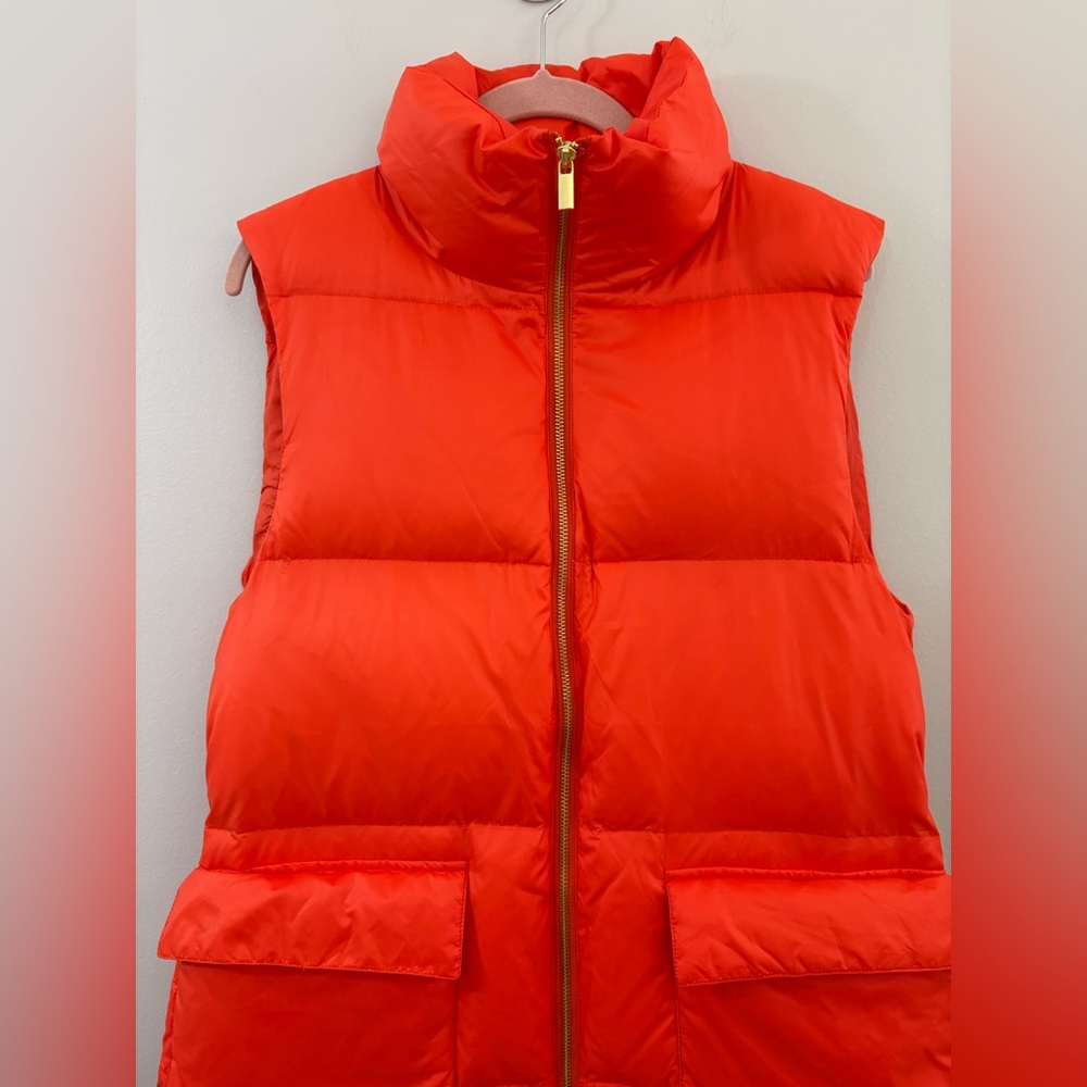 Culture Long Orange Down Puffer Vest | 90% Down | Sleeveless | Size S | NWT - Picture 4 of 12